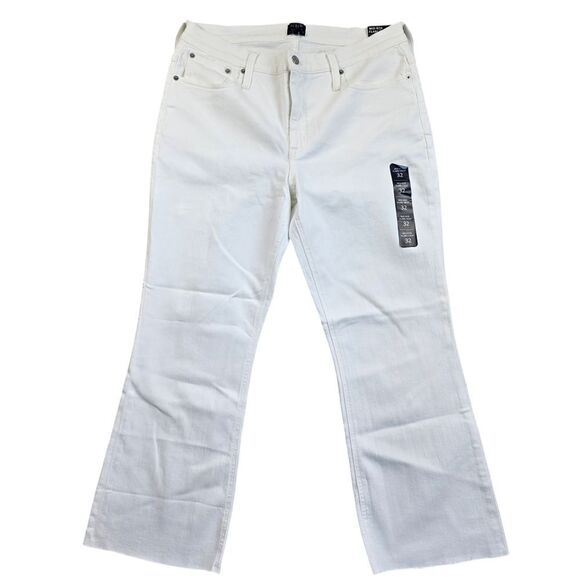 J. Crew Factory -1110 NWT Mid Rise Flare crop white jeans signature stretch 32 - Picture 2 of 11
